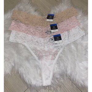 3 Pairs INC International Concepts Lace Thong Panties Sheer Womens XL XLarge